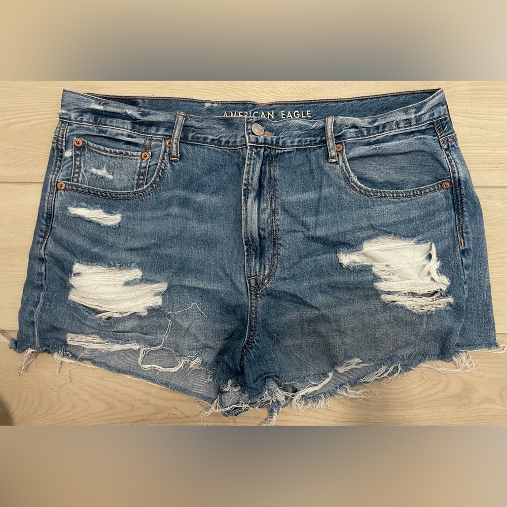 American Eagle Outfitters Distressed Blue Denim Jean Shorts